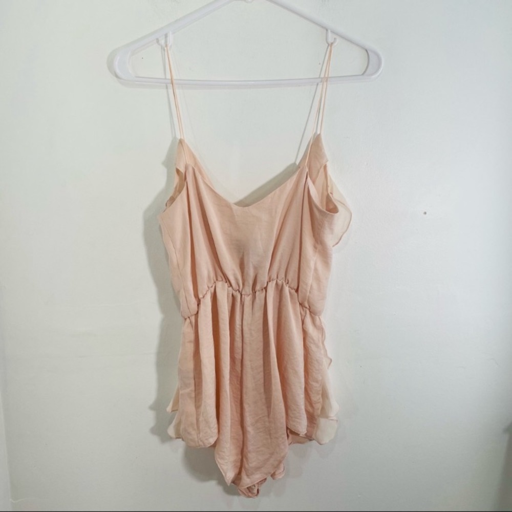 Satin pink ruffle teddy romper - Picture 8 of 8